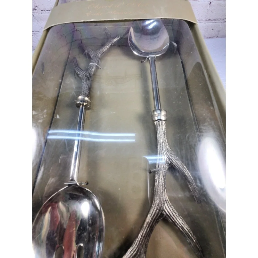 Object D' Art Antler Stag Serving Spoons Salad Servers NIB